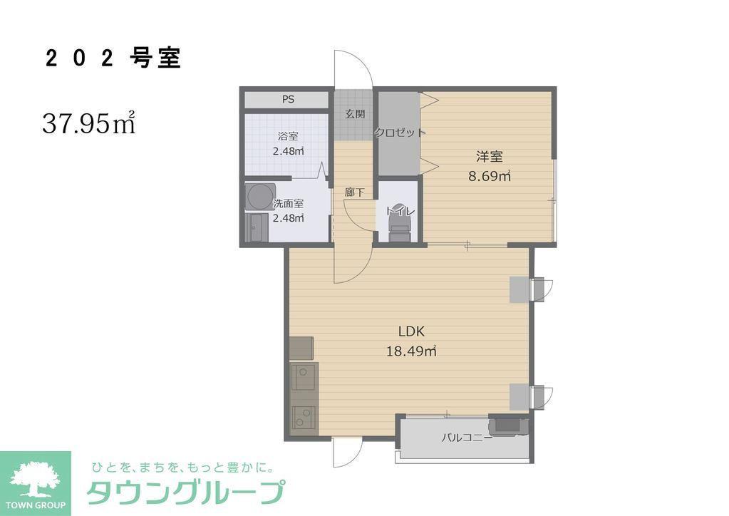 ラウレア本中山(1LDK/2階)の間取り写真