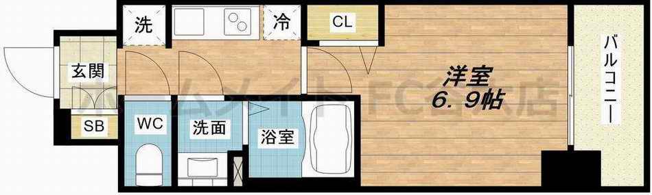 スワンズシティ大阪城コスタ(1K/6階)の間取り写真