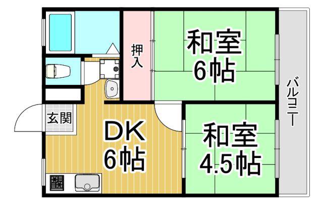 クリーンハイツ(2DK/2階)の間取り写真