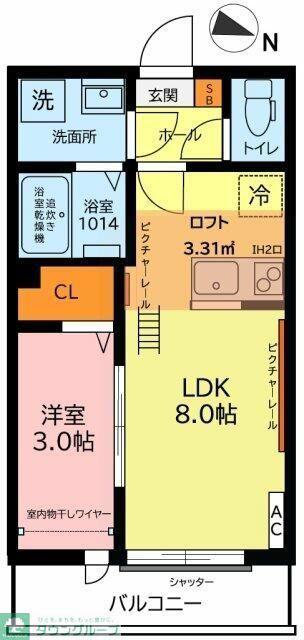 ガーデンヒルズ宮原(1LDK/3階)の間取り写真