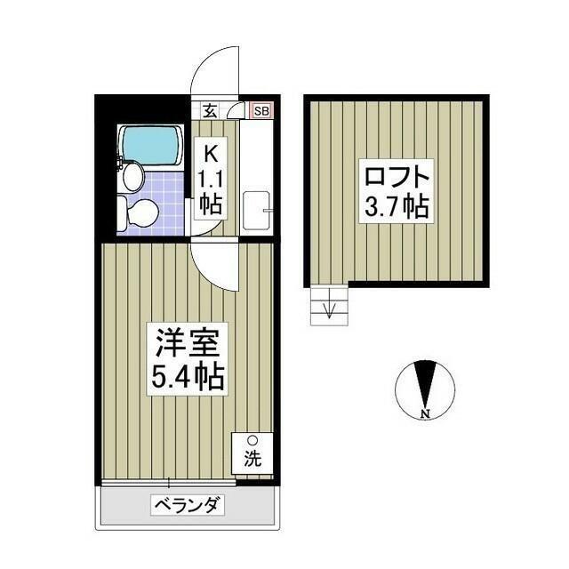 リコリス B(1K/2階)の間取り写真