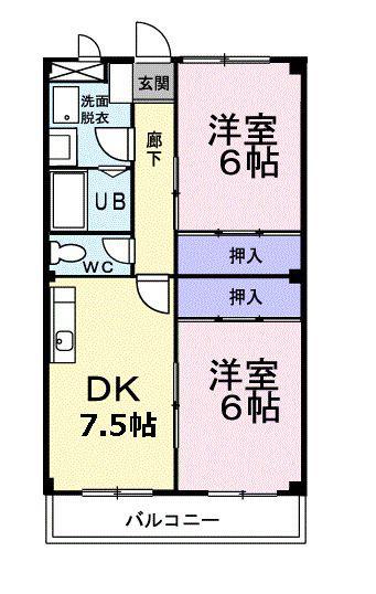 グリーンプラザ(2DK/1階)の間取り写真
