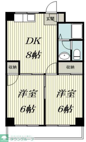 コートサイドベル(2DK/2階)の間取り写真