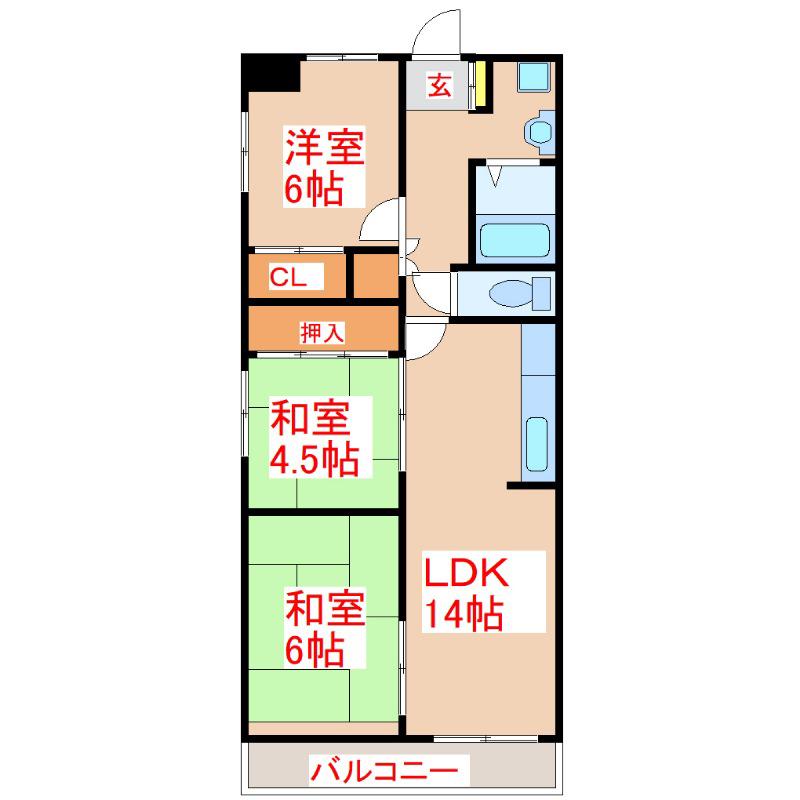 大和屋ビル(3LDK/6階)の間取り写真