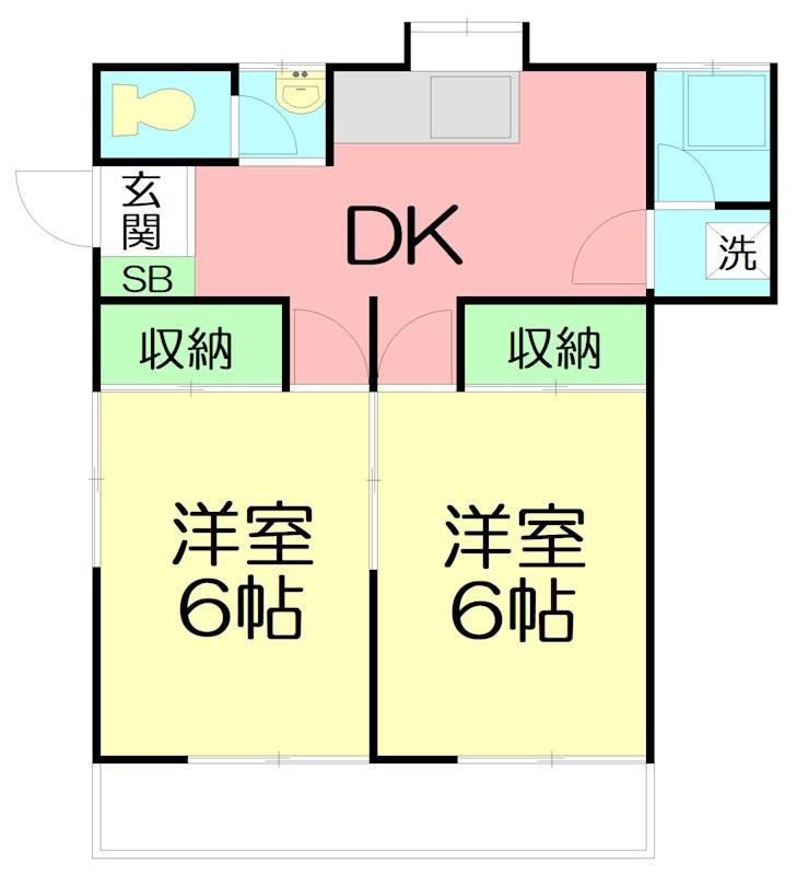的場第2アパート(2DK/1階)の間取り写真