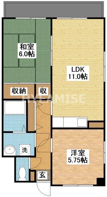 マンションミゾロク(2LDK/6階)の間取り写真