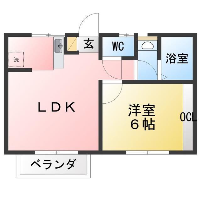 メゾンマッシュ(1LDK/2階)の間取り写真