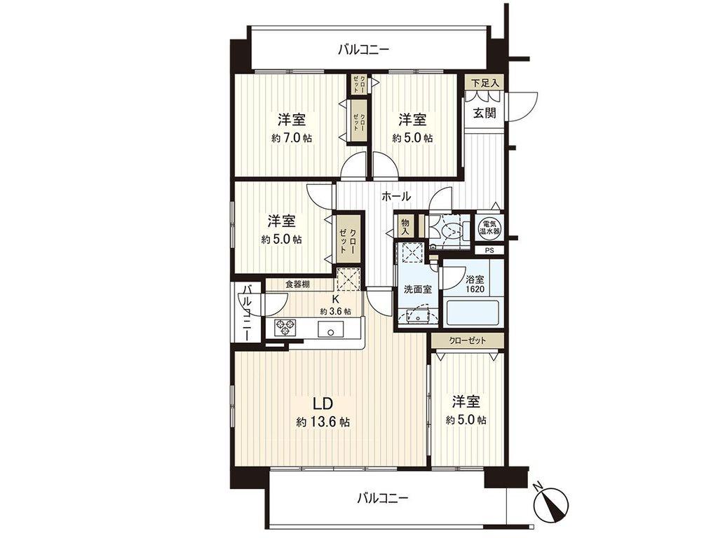 グラティア平岸(4LDK/6階)の間取り写真