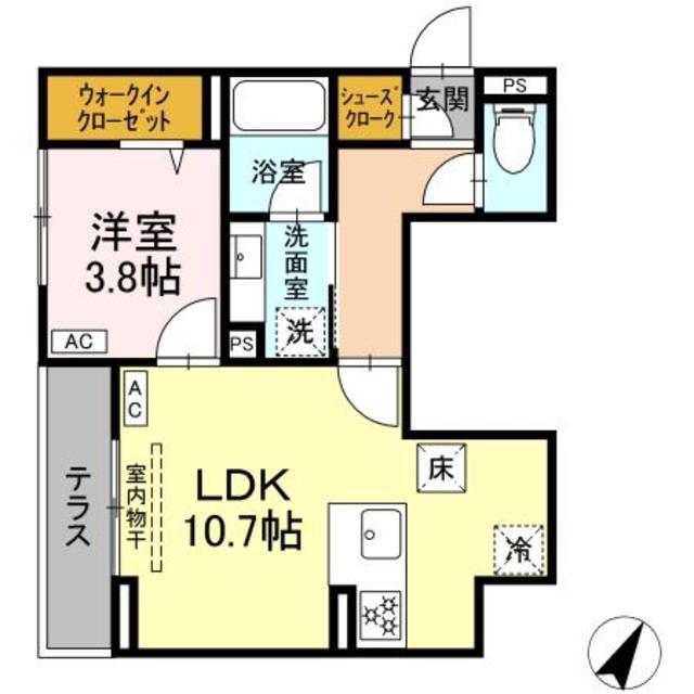 テムズフィオーレ(1LDK/2階)の間取り写真