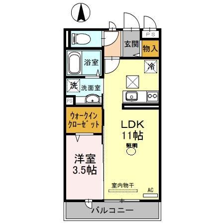ワンモアオッツ(1LDK/1階)の間取り写真