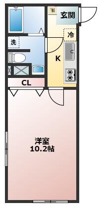 AMOUR芭蕉館(1K/1階)の間取り写真