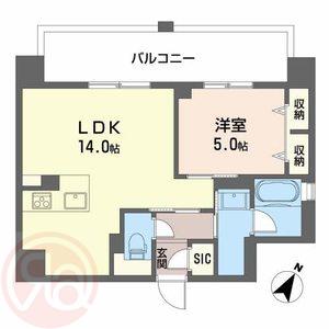 ALBLANC KYOMACHIBORI(1LDK/3階)の間取り写真