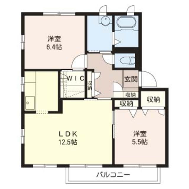 ジュネス1番館(2LDK/2階)の間取り写真
