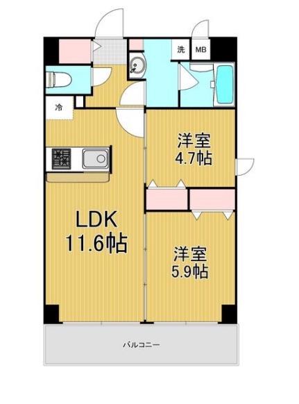 レジデンシア都島アイラ(2LDK/10階)の間取り写真