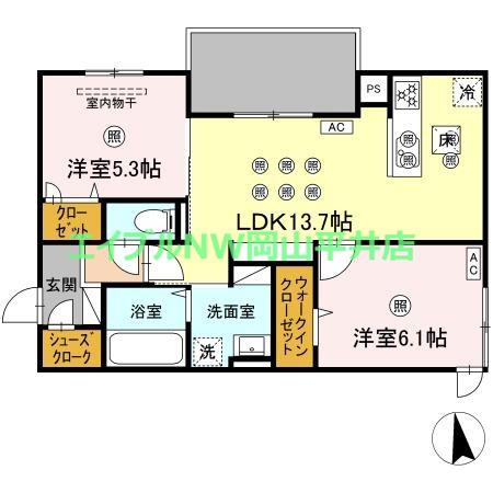 アネックスV(2LDK/1階)の間取り写真