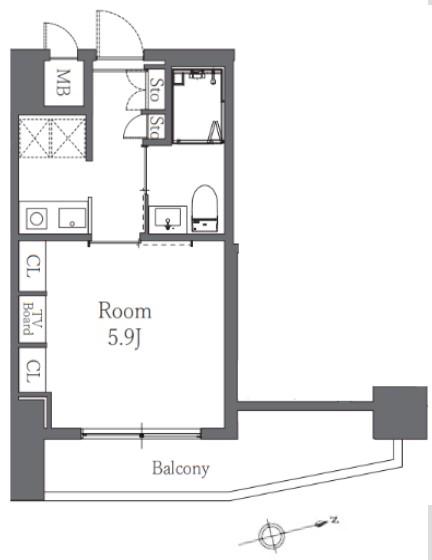 TOTSU RESIDENCE SHIBA 東通レジデンス芝(1K/4階)の間取り写真
