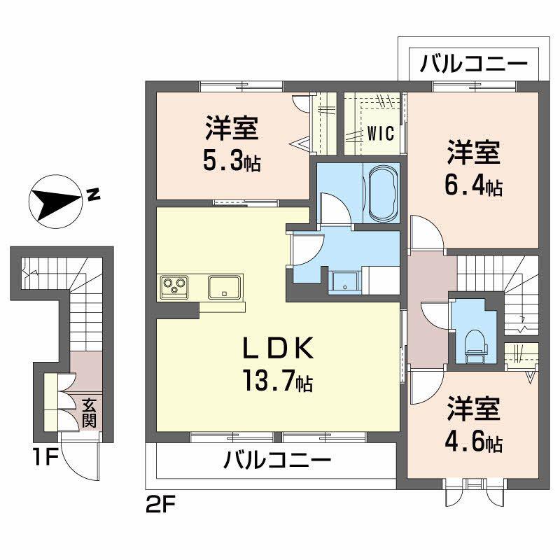 シャーメゾン・トムテ(3LDK/2階)の間取り写真