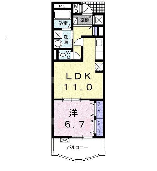 エクセレント クローバー(1LDK/1階)の間取り写真