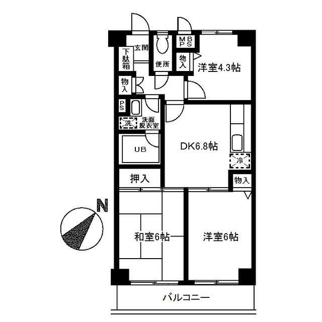 サントゥール白楽(3DK/3階)の間取り写真