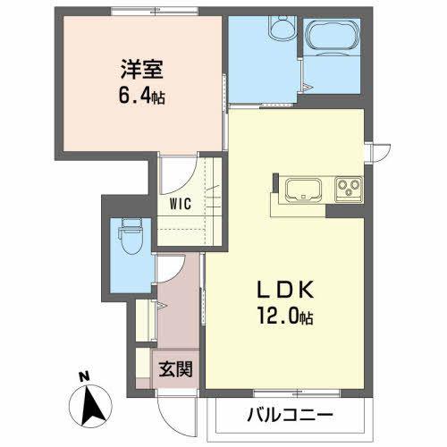ディアス前潟(1LDK/1階)の間取り写真