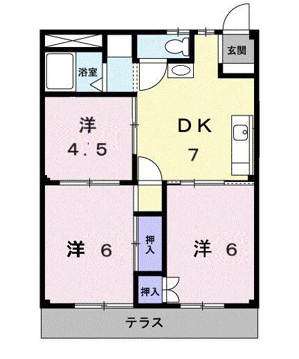 パークハイツ(3DK/1階)の間取り写真