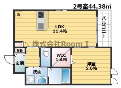 AGIO大宮・旭化成ヘーベルメゾンHEBEL HAU(1LDK/2階)の間取り写真