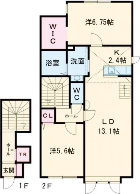 滝川東町1MS C(1LDK/2階)の間取り写真