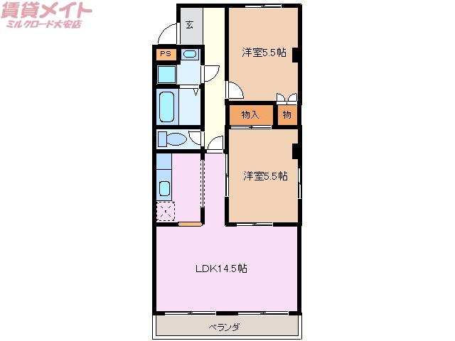 メゾンMC(2LDK/2階)の間取り写真