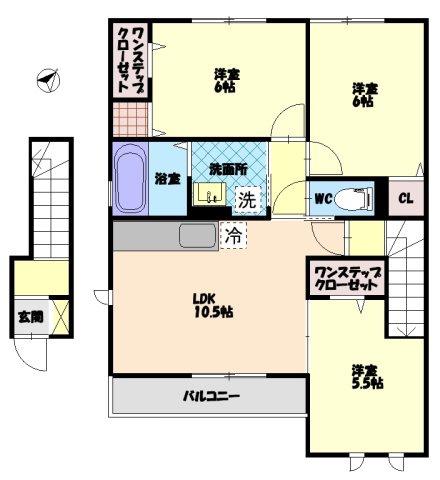 シャルムウィット(3LDK/2階)の間取り写真
