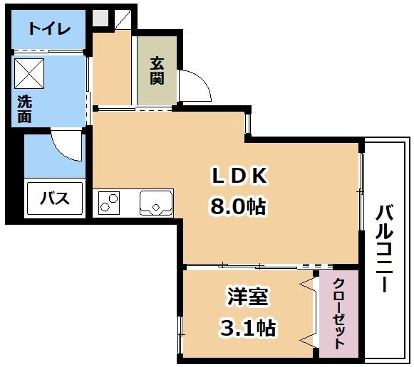 ALEGRIA瀬田(1LDK/3階)の間取り写真