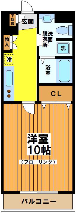 TRIANGOLO(1K/2階)の間取り写真
