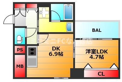 アスラン江戸堀(1DK/5階)の間取り写真
