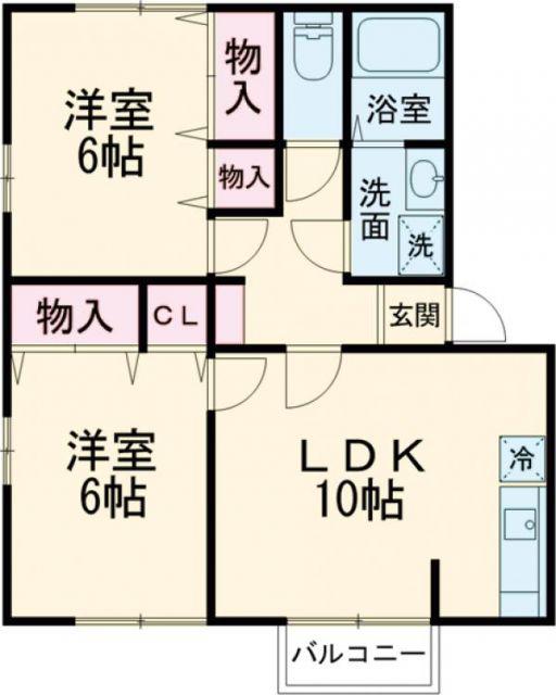 ハイユニメントトゥインクル(2LDK/2階)の間取り写真
