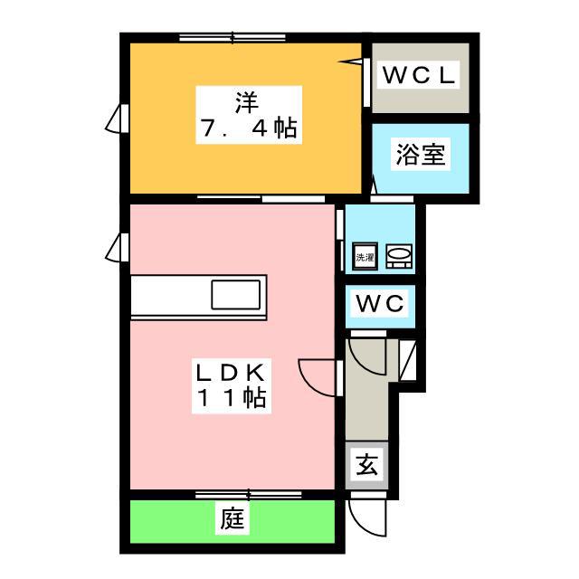 シャーメゾン 仙古 B棟(1LDK/1階)の間取り写真