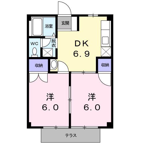 グリーンコーポYATO(2DK/1階)の間取り写真