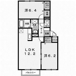ルミエールII(2LDK/2階)の間取り写真