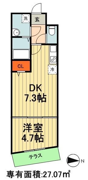 グランシャリオ 101(1DK/1階)の間取り写真