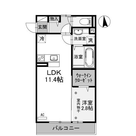 カーサ丸山(1LDK/2階)の間取り写真