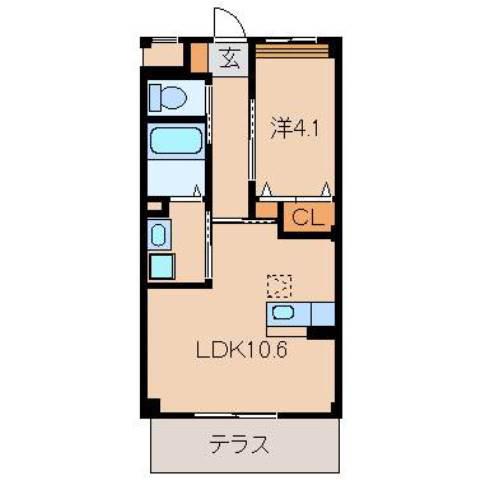 リッチ&フォースMIKAZURA(1LDK/1階)の間取り写真