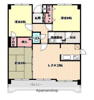 クレスト6(3LDK/5階)の間取り写真