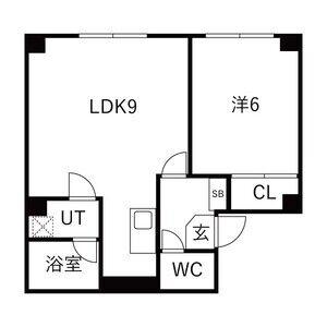 楡BLD(1LDK/2階)の間取り写真