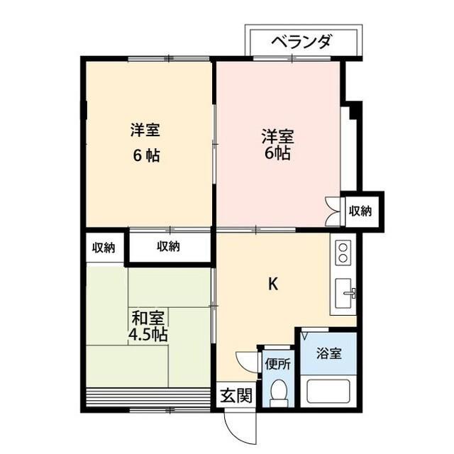 レジデンス桜ヶ丘B棟(3K/3階)の間取り写真