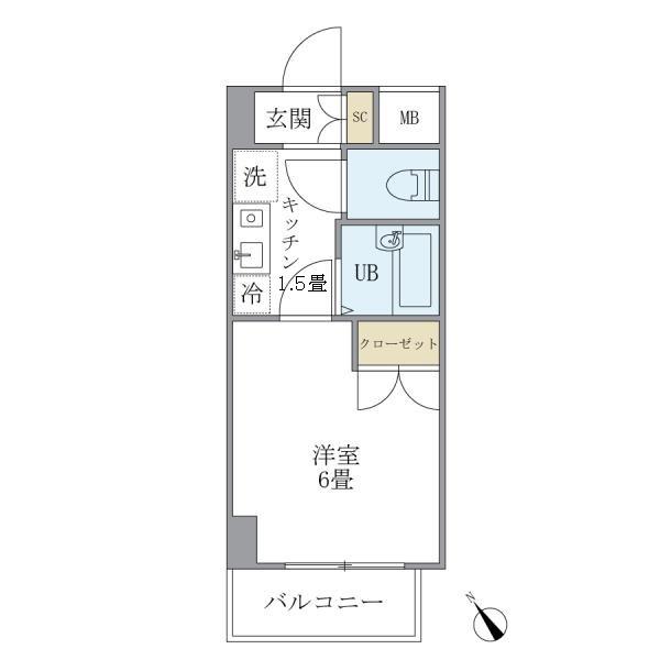 KDXレジデンス横浜関内(1K/8階)の間取り写真