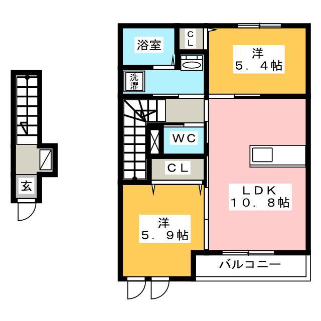 ＪＲ東海道本線 大垣駅 徒歩43分 2階建 築13年(2LDK/2階)の間取り写真