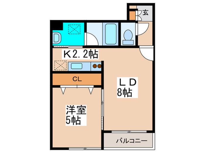 クラージュ南円山(1LDK/4階)の間取り写真