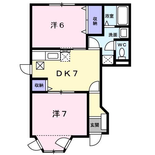 サニーコート六田Ⅱ(2DK/1階)の間取り写真