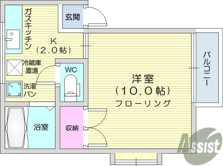 ハイツヤマキ(1K/2階)の間取り写真