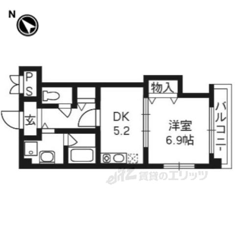 八 番 館(1DK/2階)の間取り写真