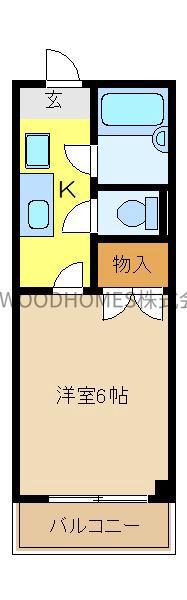 ファミリーハウス(1K/2階)の間取り写真