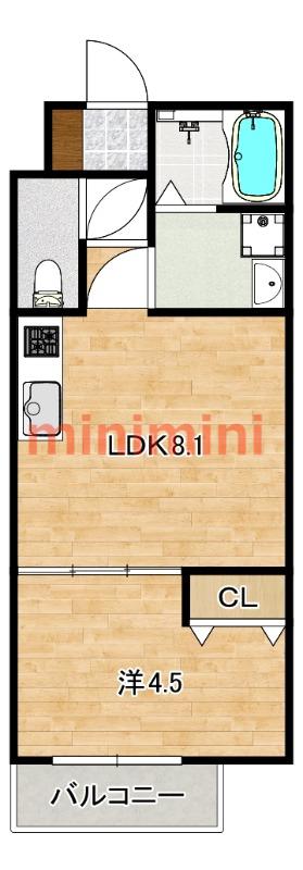 フォレ下穂積(1LDK/1階)の間取り写真